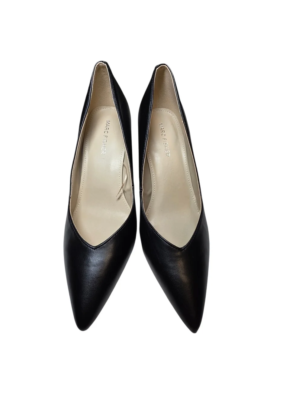 Marc Fisher LTD Zala Black Leather Block Heel Pointed Toe Pumps Size 7.5